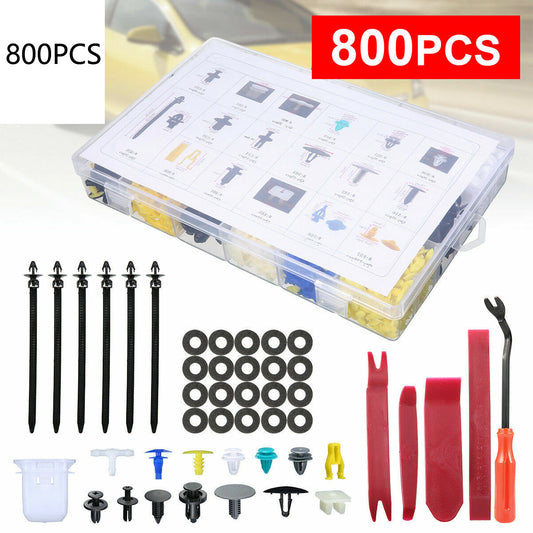 800PCS Car Plastic Fastener Trim Body Clips Kit Rivet Retainer Door Panel Bumper