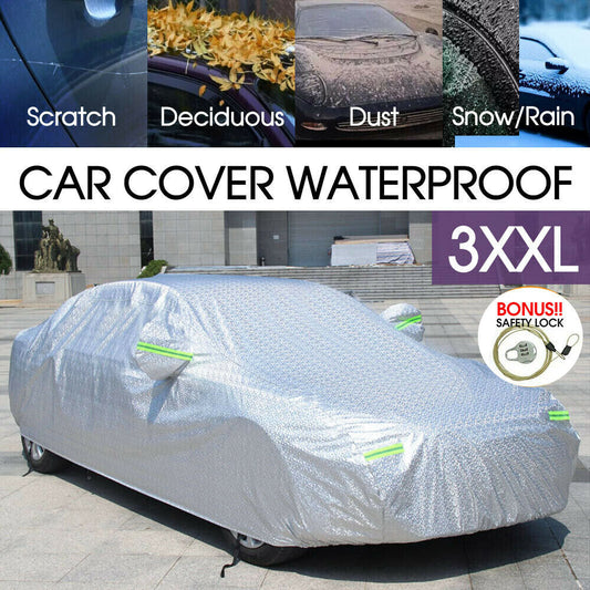 3XXL 3Layer Aluminium Waterproof Outdoor Car Cover Double Thick Rain UV Resistant