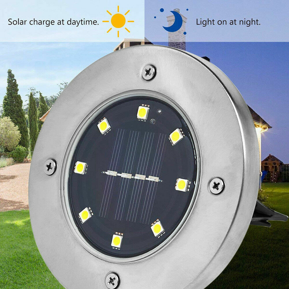 4x Solar Powered LED Buried Inground Recessed Light Garden Outdoor Deck Path