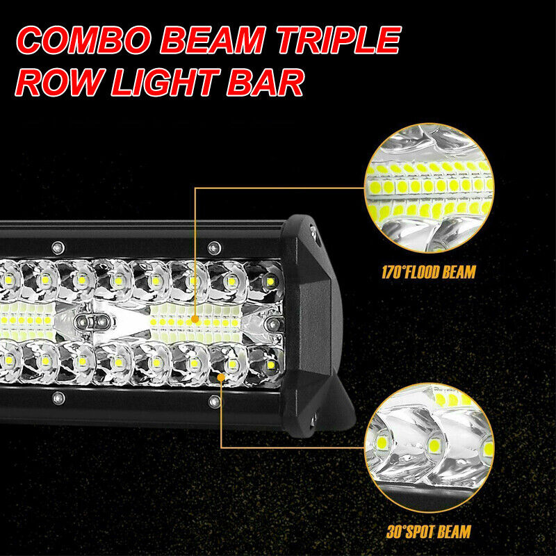 CREE LED Light Bar 20 inch Tri-row Spot Flood Combo Driving Offroad Truck 4WD