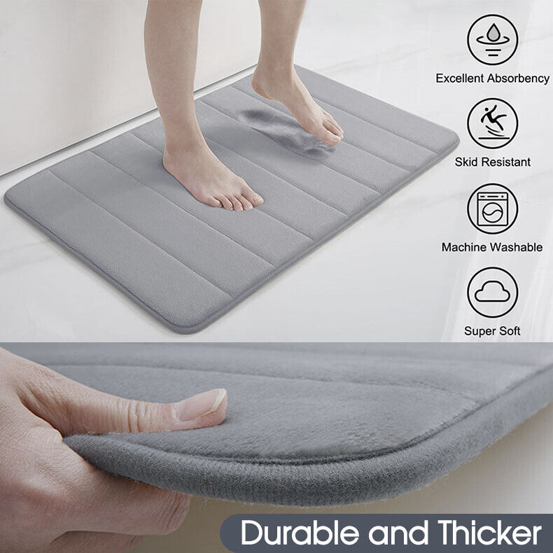 Memory Foam Bath Bathroom Mat Pad Soft Absorbent Non-Slip Bedroom Floor Tub Rug