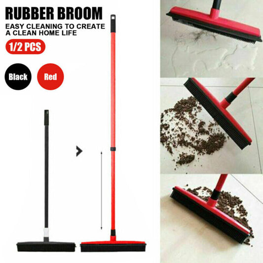 Black Rubber Broom For Dog Cat Pet Hair Car Windows Handle Sweeper Squeegee Floor NEW