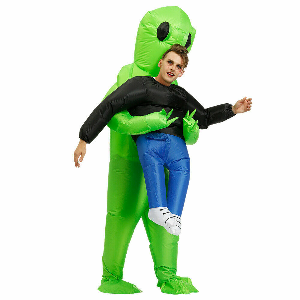 NEW Green Alien Inflatable Costume Scary Halloween Blow Up Suits Party Dress AU