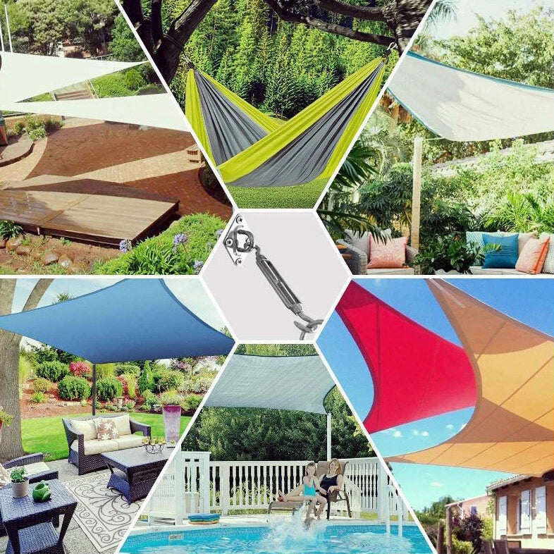 6mm 304 Stainless Steel Turnbuckle Kit – 4 Hook Open Body + Carabiners & Fixings