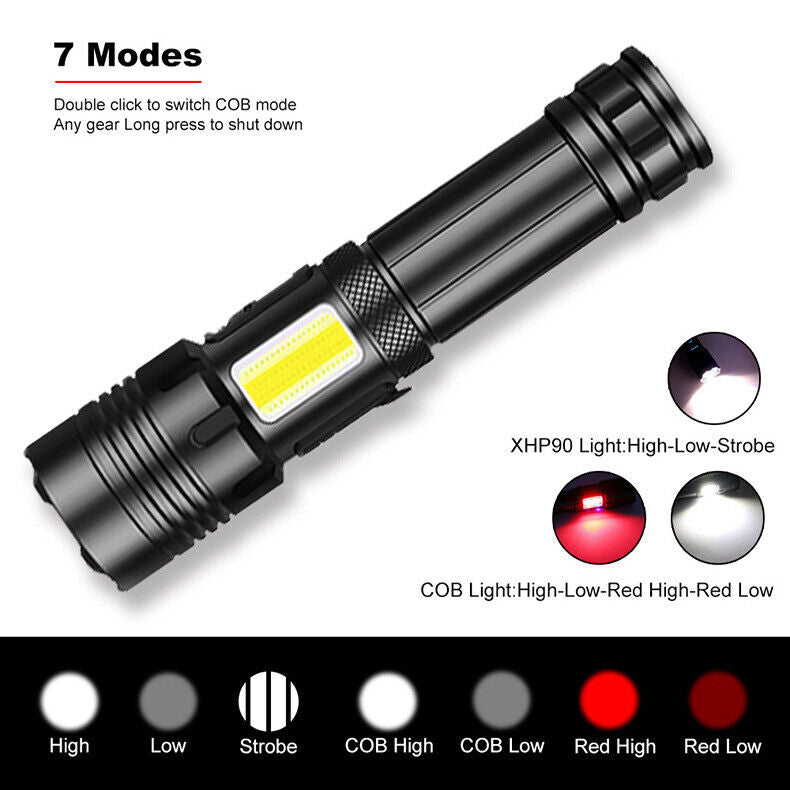 9900000Lumens Super Bright Tactical Flashlight Zoomable Rechargeable Torch Light