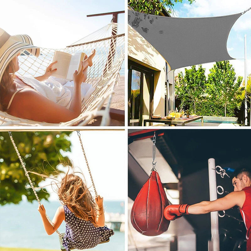 6mm 304 Stainless Steel Turnbuckle Kit – 4 Hook Open Body + Carabiners & Fixings