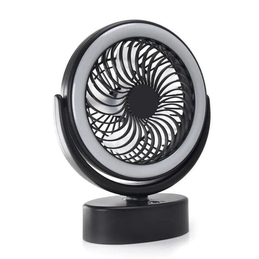 Portable 360° 30LEDs Fan Travel Rechargeable USB Clip On Desk Fan With Light