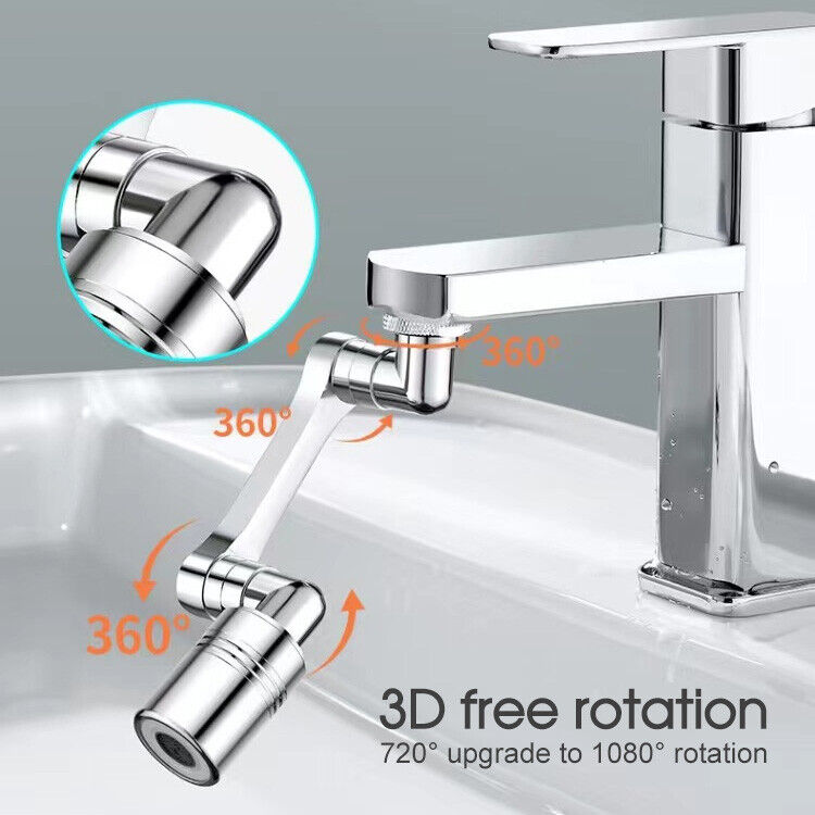 Extension Rotate Robotic Faucet Extender Arm Tap Universal 1080 Swivel Spray