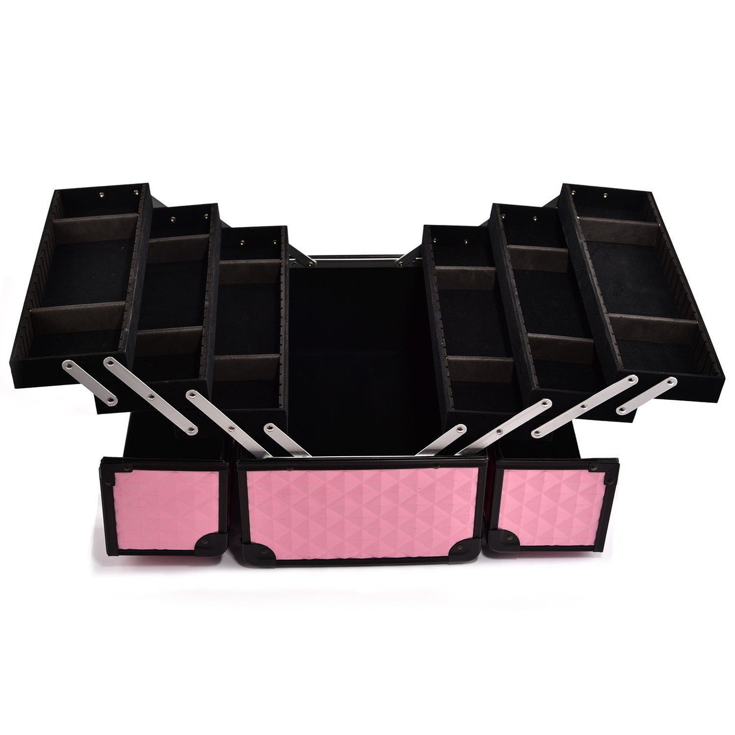 Cosmetic Beauty Makeup Case Carry Bag Organiser Box Strap Travel Portable Pink