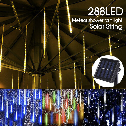 288LED Solar String Light Meteor Shower Rain Tree Flowing Lighting XMAS Party