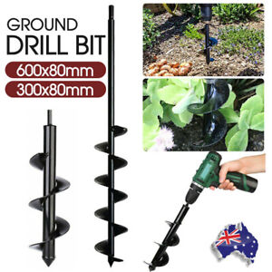Power Garden Auger Earth Drill Bit Φ80 x300/600mm Post Digger Planter Outdoor