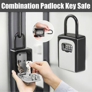 4-Digit Combination Lock Key Safe Storage Box Padlock Home Outdoor Security