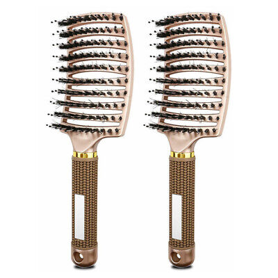 Nylon Bristle Detangling Boar Hair Brush Head Scalp Massage Vented Curve