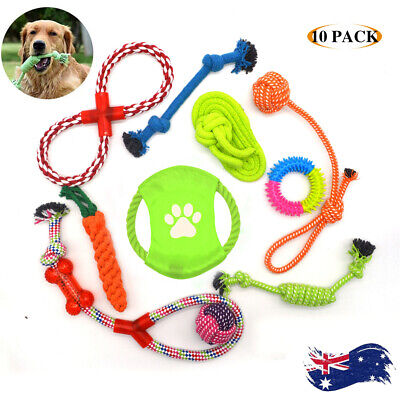 10 PCS Durable Cotton Rope Pet Dog Toys Puppy Pull Teeth Chew Bite Toy Tough