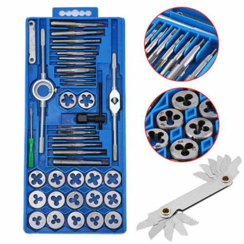 40PCS TAP & DIE SET HARDENED METRIC SCREW THREAD TAPER DRILL TOOL KIT