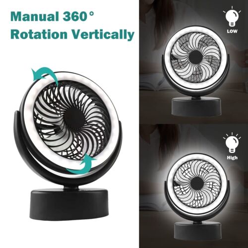 Portable 360° 30LEDs Fan Travel Rechargeable USB Clip On Desk Fan With Light