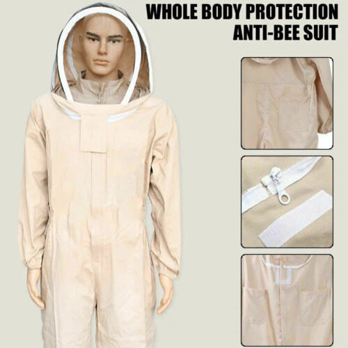 Full Beekeeping Suit Bee Suit Heavy Duty with Leather Ventilated Keeping Gloves