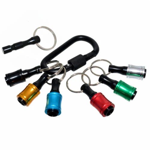 7x Hex Shank Screwdriver Bit Holder Extension Bar Keychain Keyring Quick Release