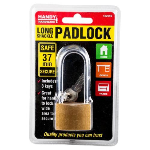 Handy Hardware Long Shackle Padlock Heavy Duty 37mm