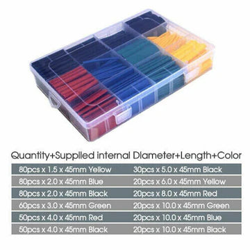 530Pcs Heat Shrink Tubing Tube Cable Insulation Sleeving Set