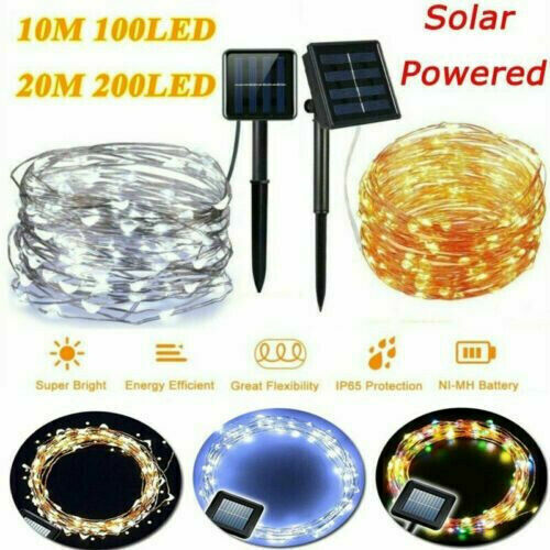 LED Solar Power Curtain Light Fairy String Lights Room Garden Outdoor Home Deco