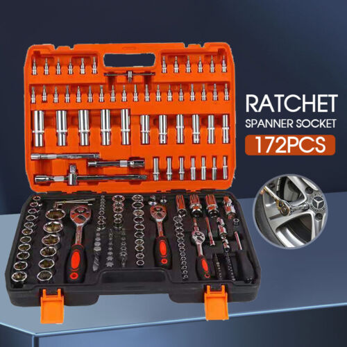 172Pcs Ratchet Spanner Socket Set 1/2" 1/4" 3/8" DIY Tool Kit Wrench Toolbox AU