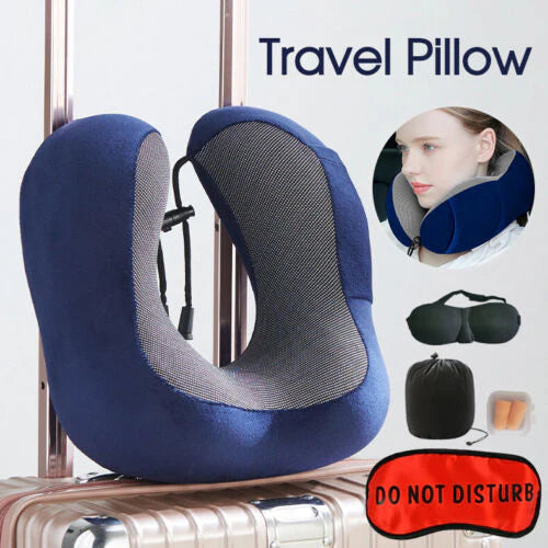 Memory Foam U-shaped Travel Pillow Neck Support Rebound Pad Sleeping Headrest