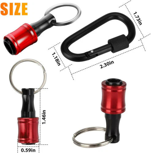 7x Hex Shank Screwdriver Bit Holder Extension Bar Keychain Keyring Quick Release