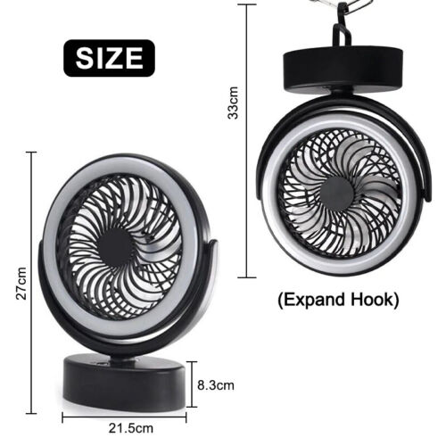 Portable 360° 30LEDs Fan Travel Rechargeable USB Clip On Desk Fan With Light