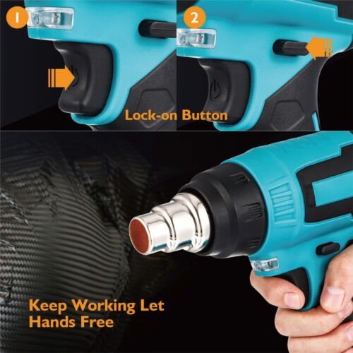 2000W Cordless Heat Gun Hot Air Gun Temperature 280~500℃ 18V Battery