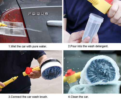 130Bar Vehicle Car Rotating Wash Cleaning Brush Sponge Cleaner Hose Tool Washing