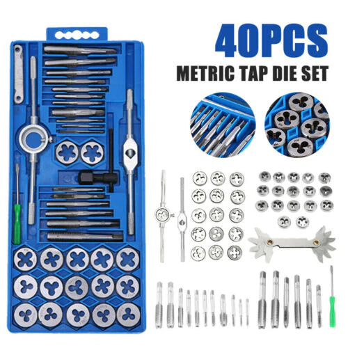 40PCS TAP & DIE SET HARDENED METRIC SCREW THREAD TAPER DRILL TOOL KIT