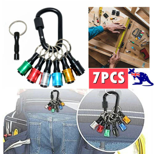 7x Hex Shank Screwdriver Bit Holder Extension Bar Keychain Keyring Quick Release