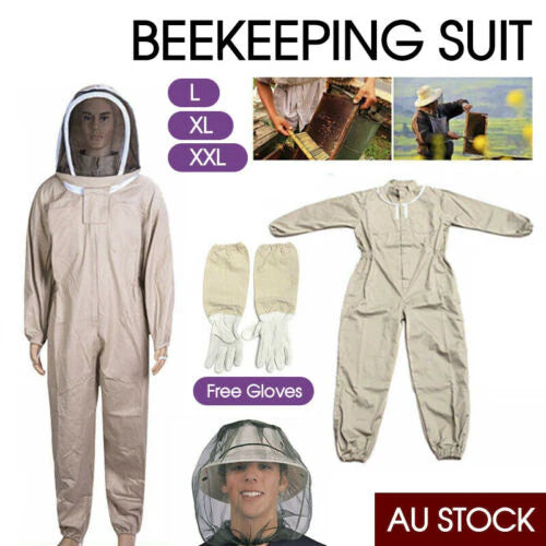 Full Beekeeping Suit Bee Suit Heavy Duty with Leather Ventilated Keeping Gloves