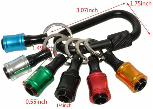 7x Hex Shank Screwdriver Bit Holder Extension Bar Keychain Keyring Quick Release