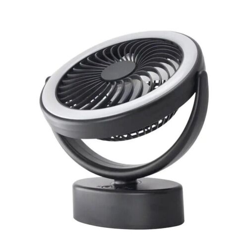 Portable 360° 30LEDs Fan Travel Rechargeable USB Clip On Desk Fan With Light