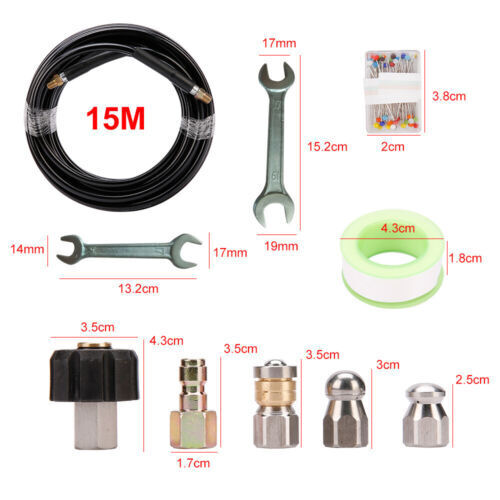 15M High Pressure Washer Hose 14mm Connect Water Cleaner Clean Replacement Pipe