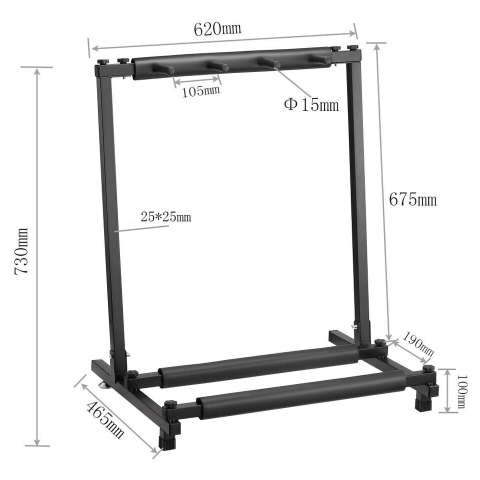 Haze GS014-3 Metal Structure 3-Guitar-Stand/Storage & Display Rack,Foldable,BK