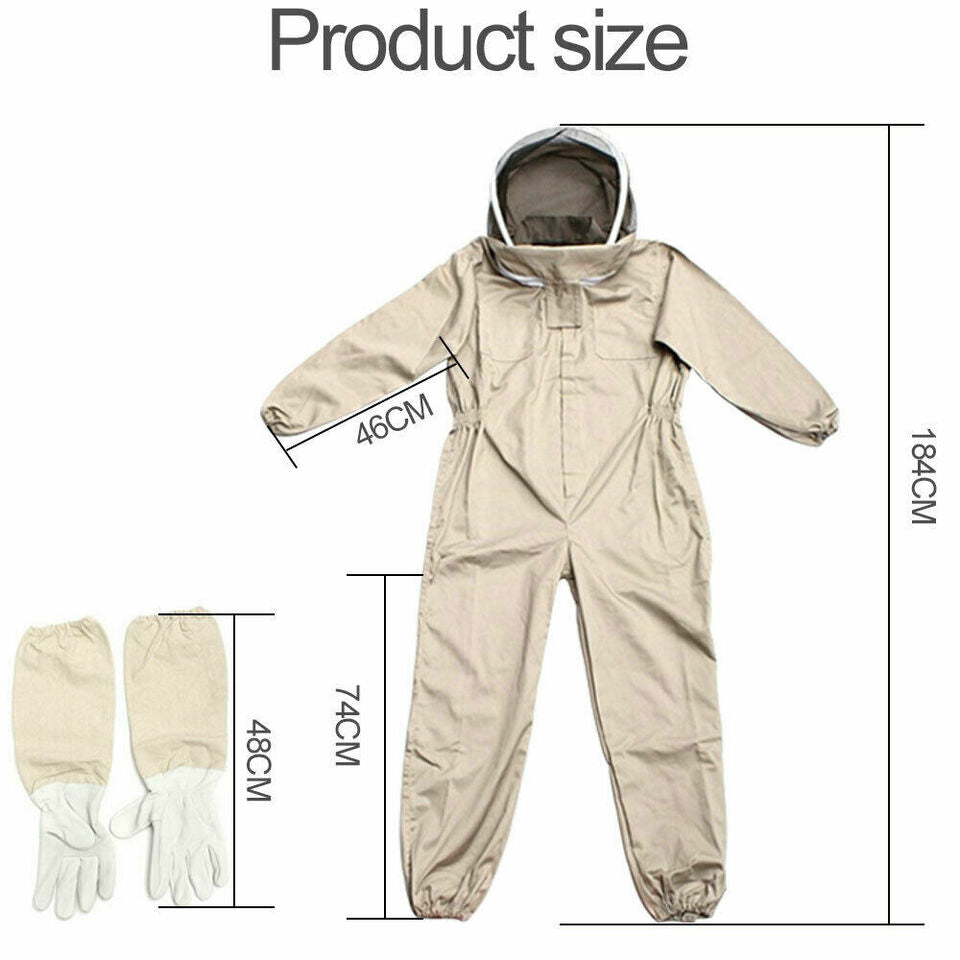 Full Beekeeping Suit Bee Suit Heavy Duty with Leather Ventilated Keeping Gloves