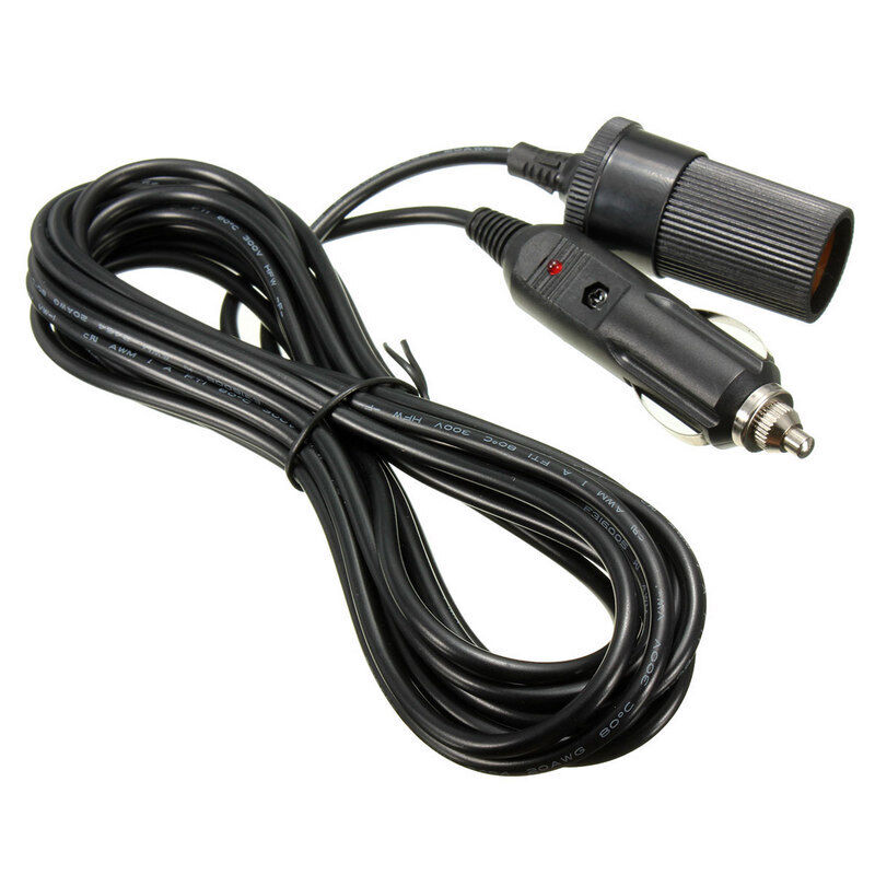 5m 12V Car Cigarette Cigar Lighter Adapter Extension Cable Cord Lead Socket Plug