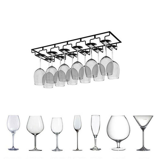 6 Slots Wine Glass Rack Holder Hanger Hanging Bar Storage Drying Rack