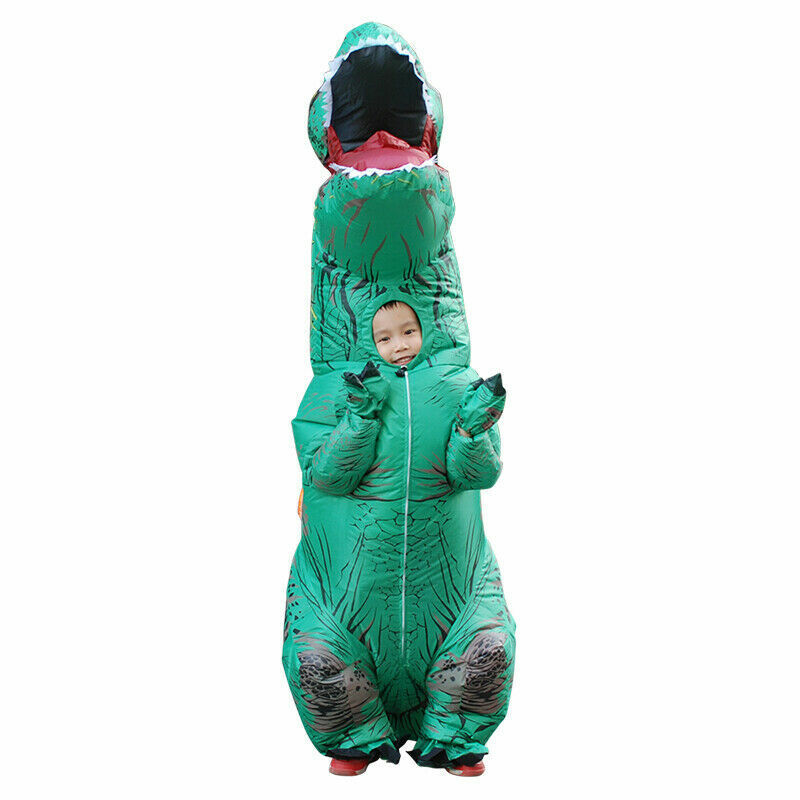 Green T Rex Child Inflatable Trex Dinosaur Costume Kids Boys Jurassic Blow Up T-Rex