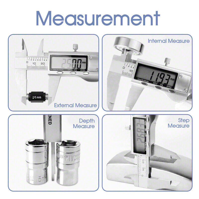 0-200mm (8") Stainless Steel Digital Vernier Caliper Micrometer Guage