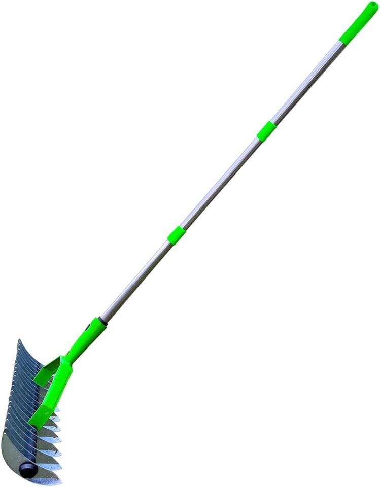 15-Inch Curved Teeth Thatch Rake Lawn Dethatcher Rake For Cleaning Dead Grass