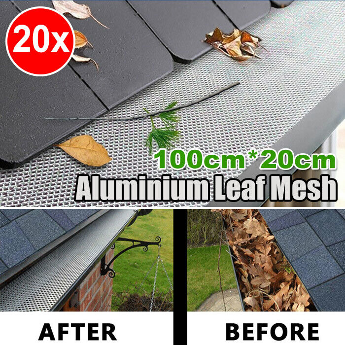 20PCS 100cm x 20cm Gutter Guard DIY Aluminium Deluxe Leaf Mesh