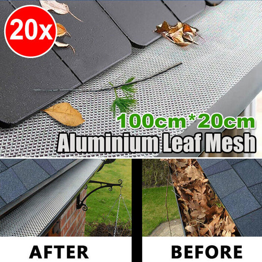20PCS 100cm x 20cm Gutter Guard DIY Aluminium Deluxe Leaf Mesh