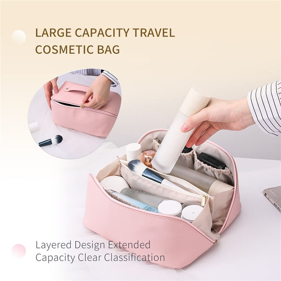 Cosmetic Divider Bag PU Makeup case Storage Portable Travel Pouch Large Capacity