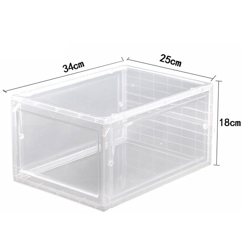 Magnetic Sneaker Drop Front Shoe Box Stackable Storage Clear Plastic Case