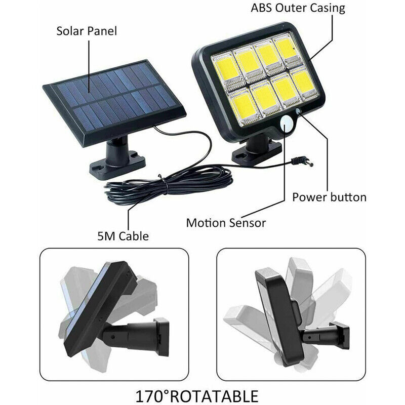 160 Led Solar Sensor Lights Light Motion Detection Security Garden Flood Lamp