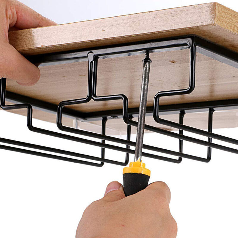 6 Slots Wine Glass Rack Holder Hanger Hanging Bar Storage Drying Rack